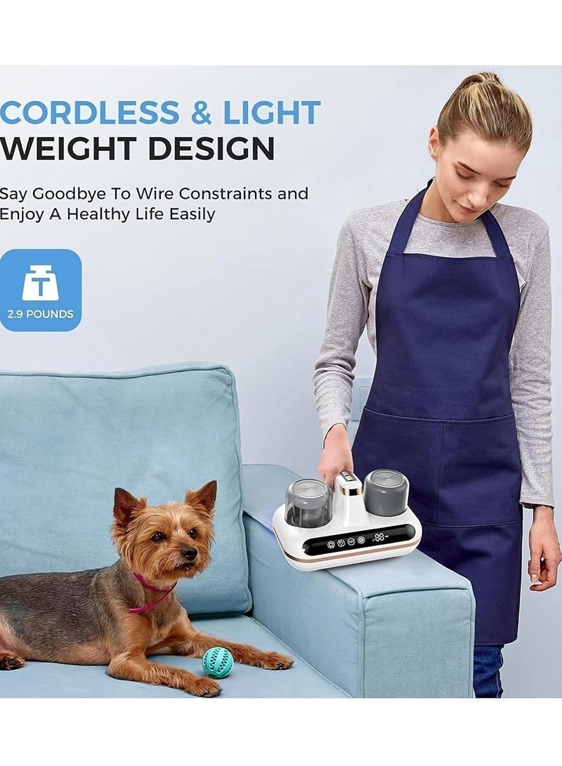 مكنسة كهربائية للسرير - منظف لاسلكي لعث الغبار، يعمل بتقنية الأشعة فوق البنفسجية C بطول 253.7 نانومتر وتقنية الموجات فوق الصوتية، بقوة شفط قوية تبلغ 16 كيلو باسكال، وضوضاء منخفضة، ومتعددة الاستخدامات للسرير، وشعر الحيوانات الأليفة، والأريكة. - Image 5